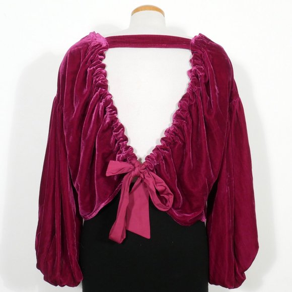 Gimme Some Lovin' Velvet Bows Slouchy Crop Top XS - Picture 4 of 8